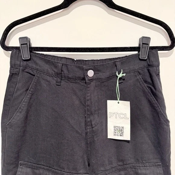 PTCL Black Cargo Pants Utility Pockets D-Ring‎ Detail Women's Size 28 NEW - Picture 5 of 8